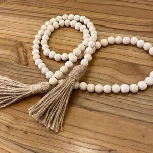 Wooden Bead Garland with Tassels